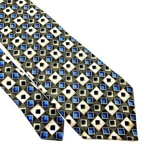Pierre Cardin Silk Tie Print Green Blue Geometric Wide‎